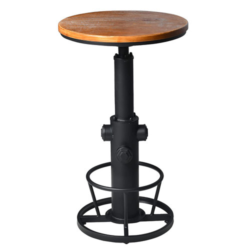 Topower Dining Table Round Solid Wood Top Metal Base Dining Table